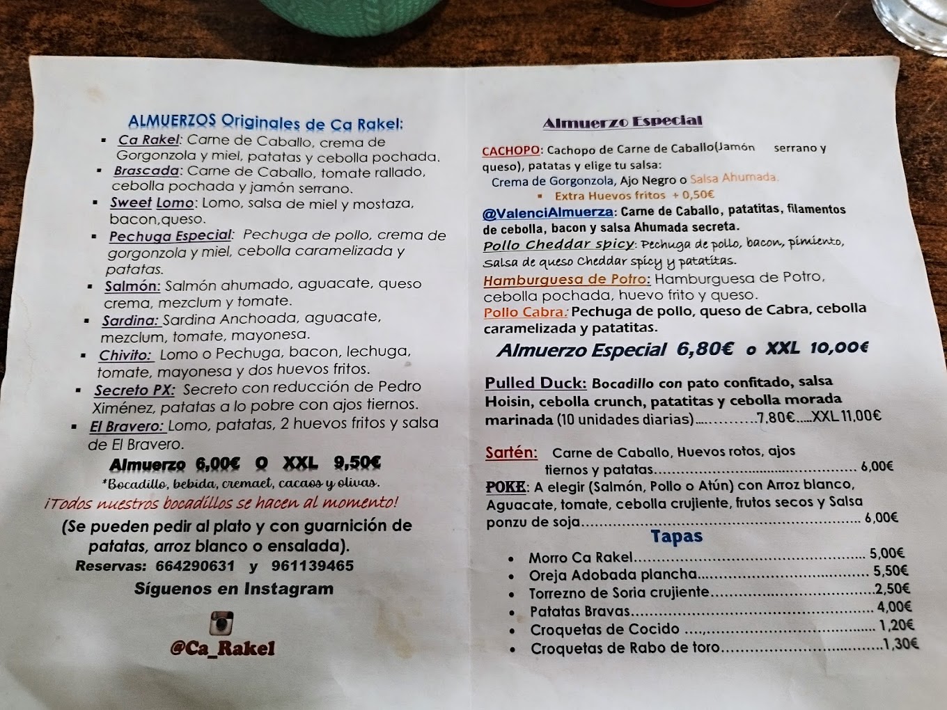 Ca Rakel menu 2