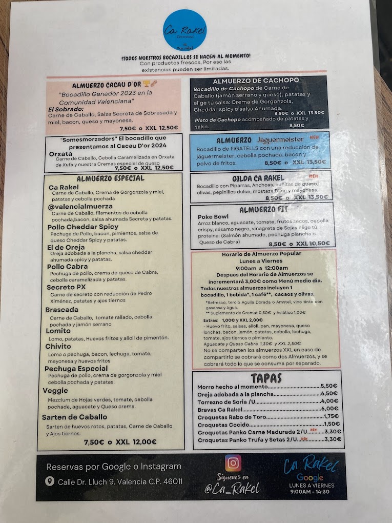Ca Rakel menu 1